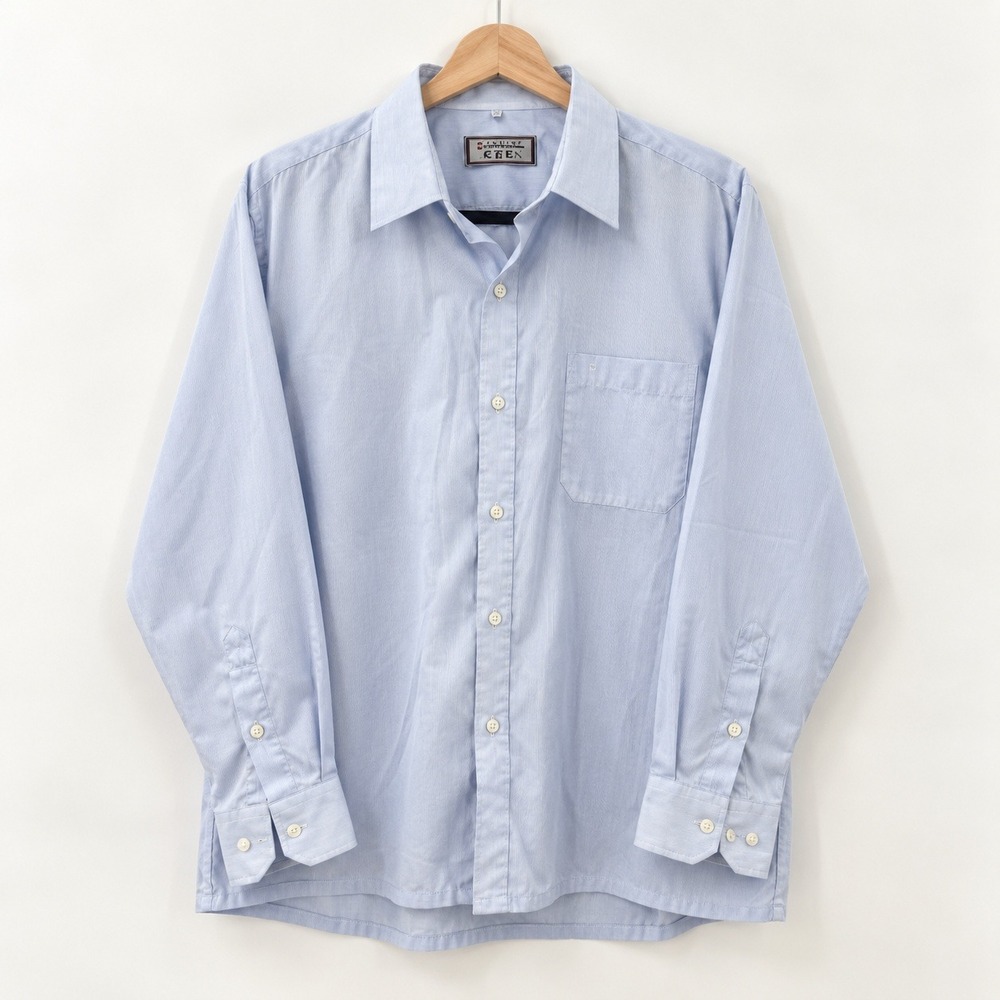 Baromon Old Money Light Blue Striped Button Down Shirt Mens 40 Business Casual